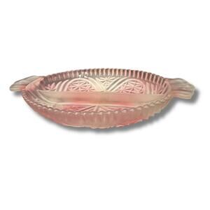 Vintage Pink Depression Glass Oval Relish Dish with Handles